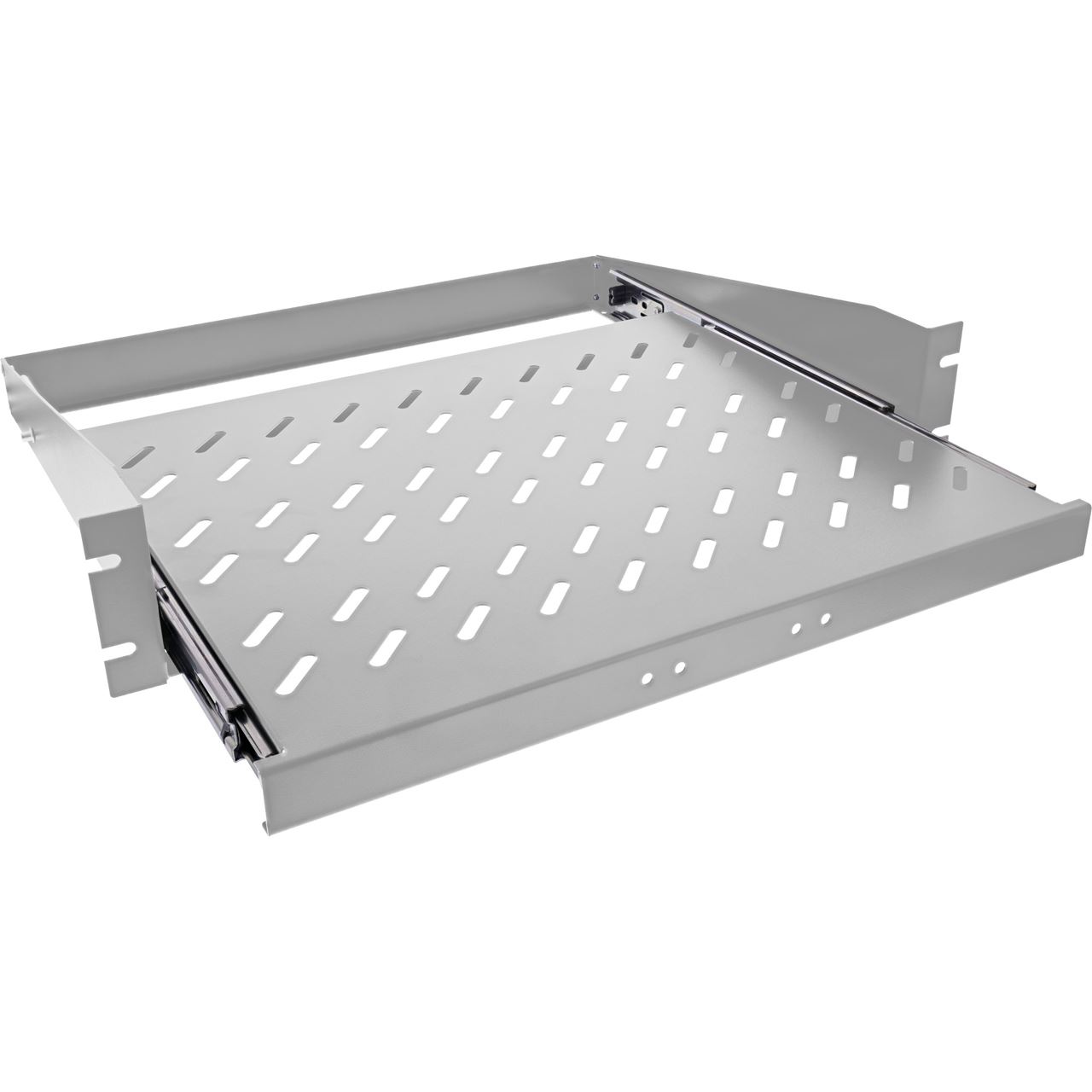InLine 19" Fachboden ausziehbar, 350mm, 30kg, 2HE, RAL 7035 lichtgrau