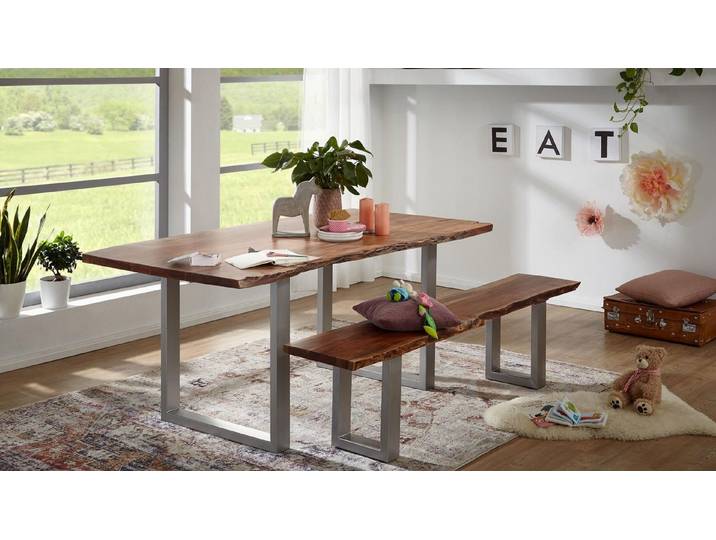 Möbel Akut Esstisch Esstisch Kerala Massivholz Akazie 180x100 cm mit Baumkante