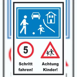 HB-Druck Spielstraße Schrittfahren Achtung Kinder Schild A4 (210x297mm)