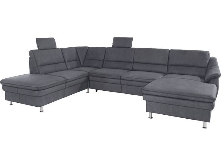 Wohnlandschaft, 324x90 cm, Luxus-Microfaser, Dunkelgrau, Bettfunktion & Relaxfunktion, Modern, SIT & MORE