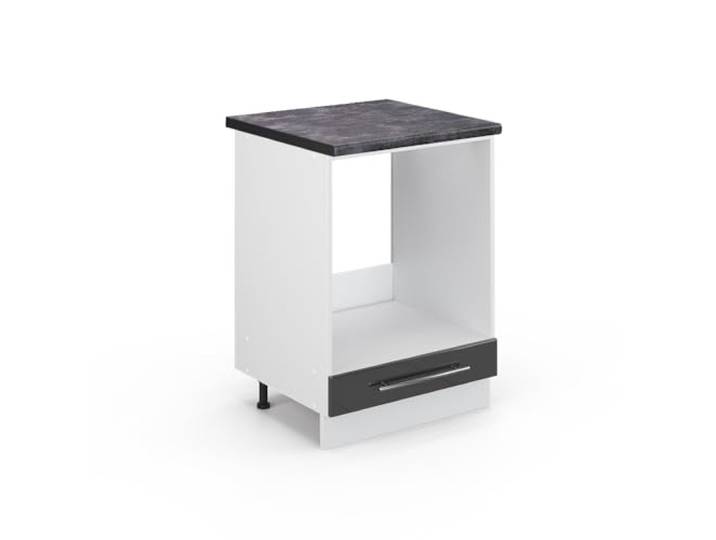 Vicco Herdumbauschrank Fame-Line, Anthrazit Hochglanz, 60 cm MDF-Front · Arbeitsplatte Anthrazit · Höhenverst. Füße · Metallgriffe · Einfache Integration