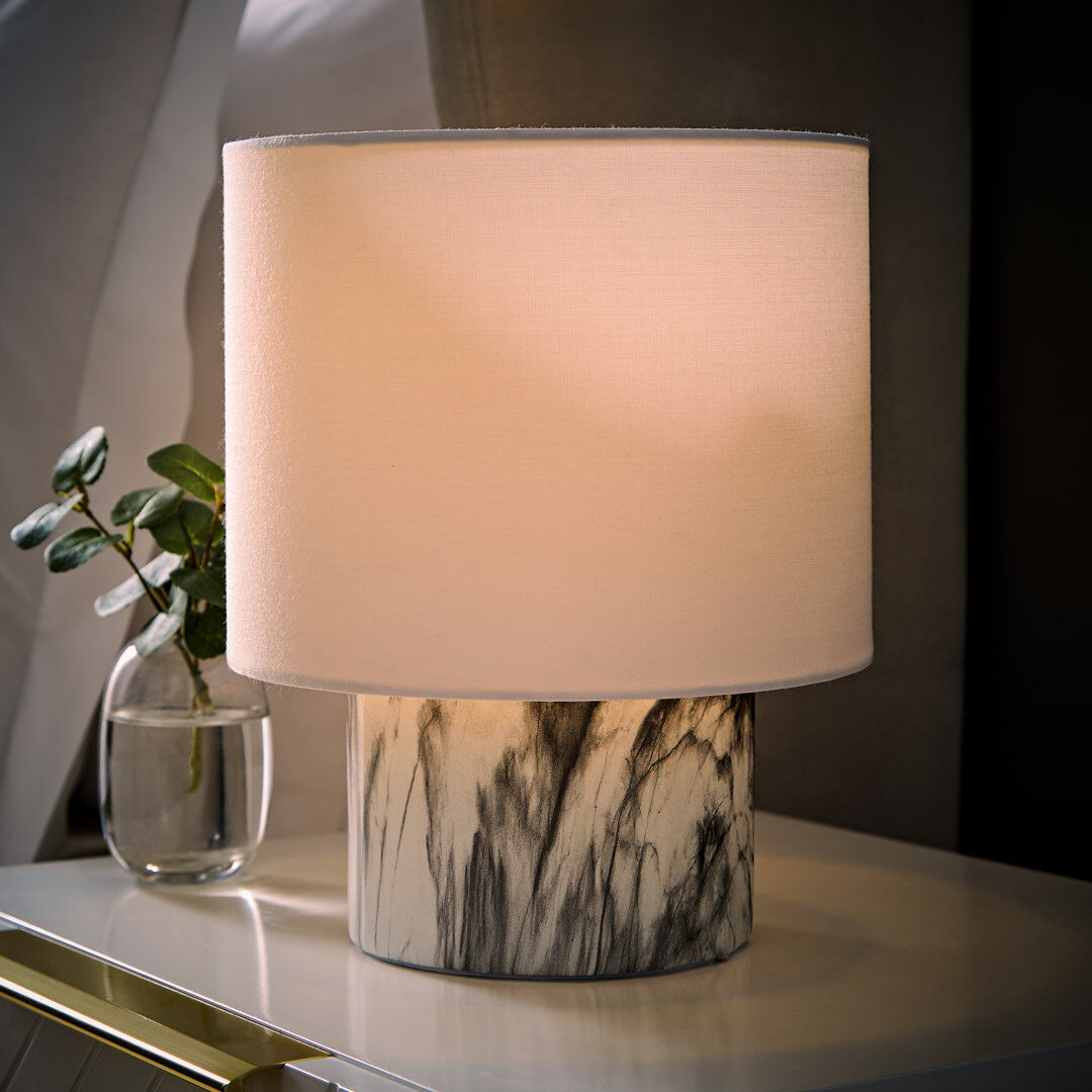 Metro Resin Table Lamp White 25cm H X 20cm W X 20cm D