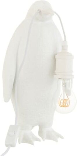 J-line Lampe pingouin en résine blanc 18,5x18,5x35cm Blanc 19x35x19cm