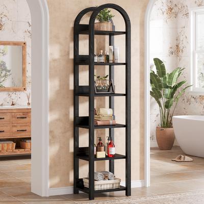 1Easylife 6-Tier Arched Tall Narrow Bookshelf Bookcase with Shelves