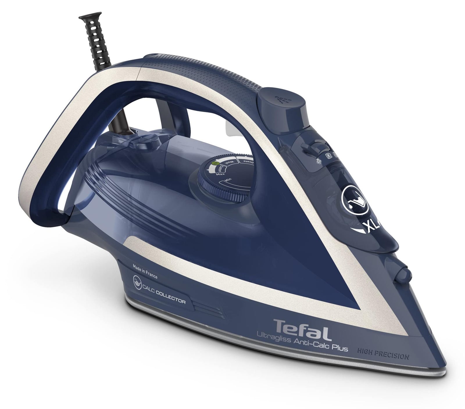 Tefal FV6830 Ultragliss Anti-Calc Plus Stoomstrijkijzer met Durilium Airglide Basisplaat, 2800 W, Donkerblauw/Zilver