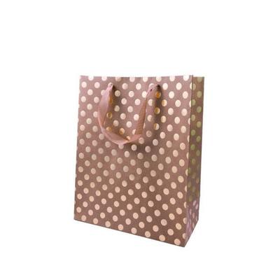 Geschenktüte Natur Punkte Gold, L