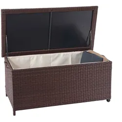 Poly-Rattan Kissenbox MCW-D88, Gartentruhe Auflagenbox Truhe ~ Premium braun, 51x100x50cm 170l