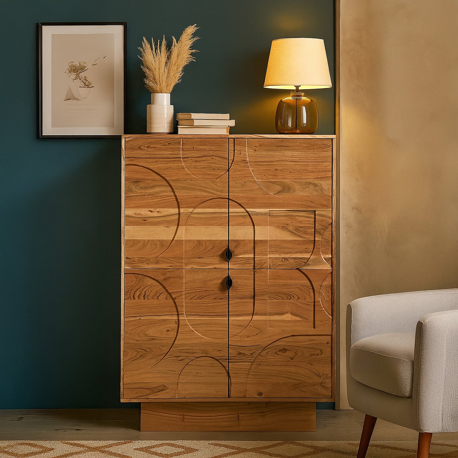 home24 Houten highboard bruin B/D/H: 135 x 40 x 95 cm