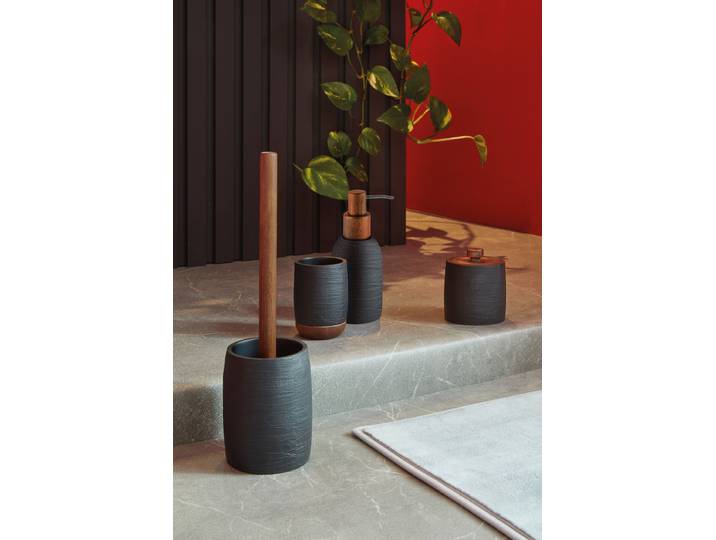Porte-brosse WC Harper Polyrésine / bambou Noir 10 x 35 x 10cm