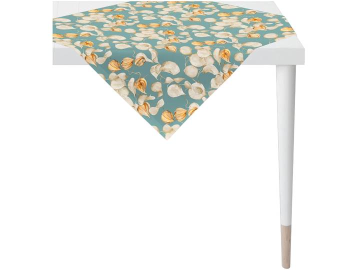 Mitteldecke APELT 3400 , bunt (türkis, beige, orange), B:85cm L:85cm, Baumwolle, Polyester, Tischdecken, Mitteldecke