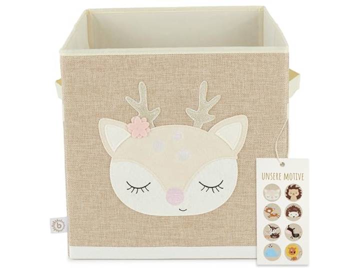 BIECO Boîte de Rangement Pliable Motif Biche Ella 36L 33x33x33 Coffre à Jouets pour Étagère Kallax Cube Rangement Meuble Enfant