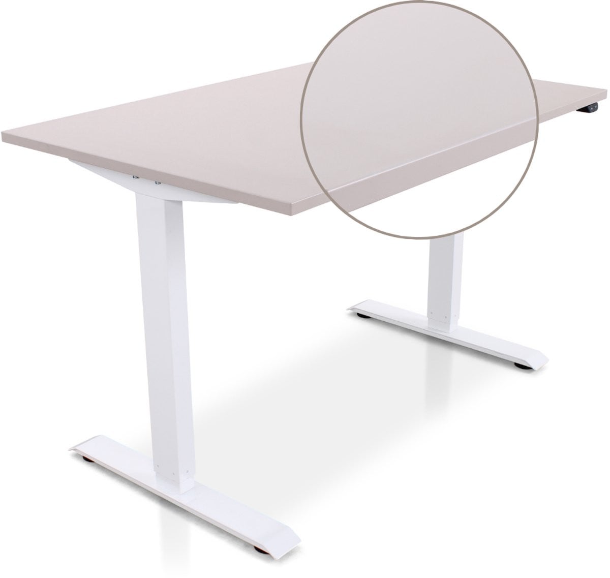 Lineaflex MRC EASY Zit-Sta Bureau – Elektrisch Verstelbaar – B/D: 140 x 80 cm – Blad Sand Grey – Wit Frame