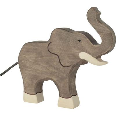 Holztiger Elefant, Rüssel hoch, Holz