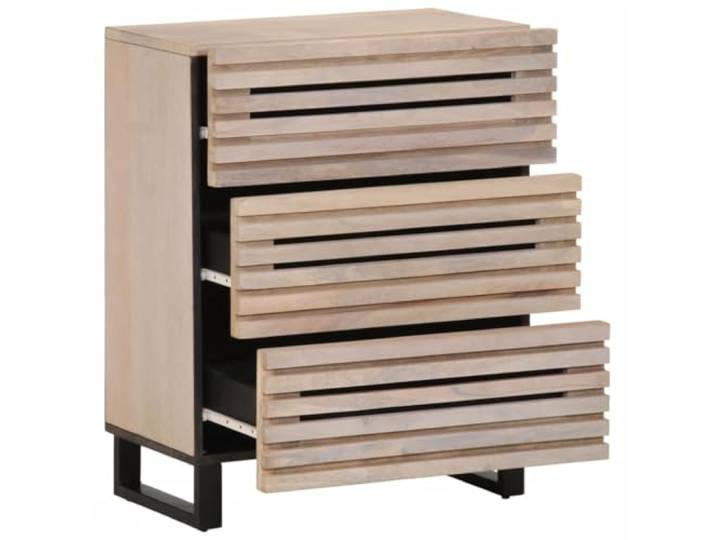 KTHLBRH Sideboards 2 Stück 60 x 34 x 75 cm Massivholz Mango 3 Schubladen, Stahlrahmen, industrieller Stil, pflegeleicht