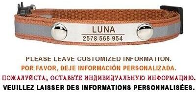 Uplift Essentials Custom Reflective Adjustable Safety Cat Collar brown