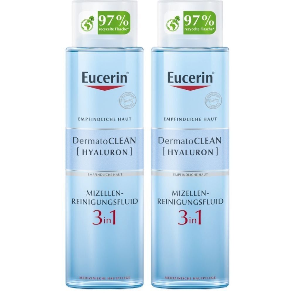 Eucerin DermatoClean [Hyaluron] Mizellen-Reinigungsfluid 3 in 1 x2 2x400 ml Tonikum