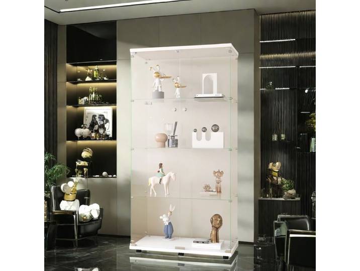 Vitrine en verre - Vitrine en Verre - 2 portes - 4 étagères - Verre trempé