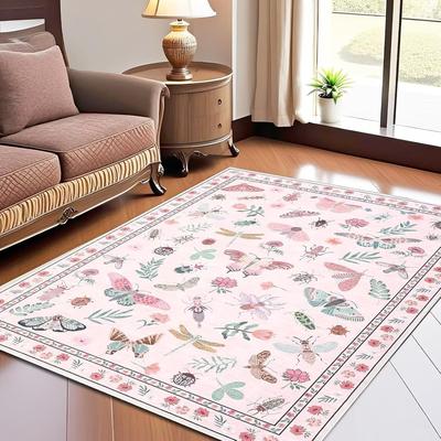 Garvee Butterfly Insect Print Washable Area Rug