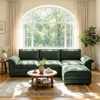 DREAMSIDEA Modular Corduroy Sectional Sofa Set