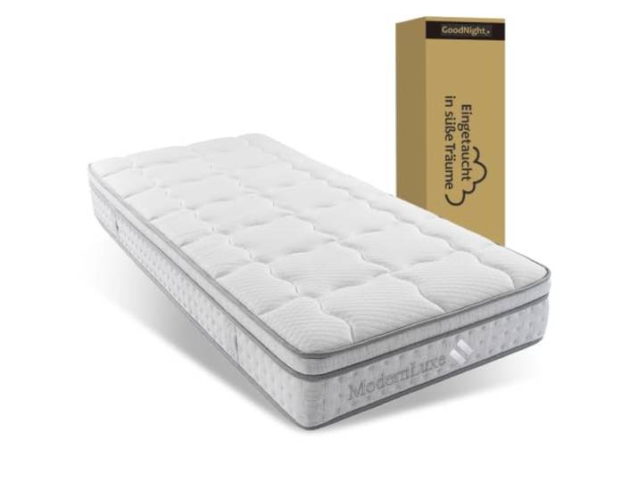 XINGNING Taschenfederkernmatratze Hybrid Ergonomisch Atmungsaktiv Mit 7 Zonen Punktelastizität Und Oeko-TEX Zertifizierung Für Einzelschläfer (White + Polyester 90 * 200)