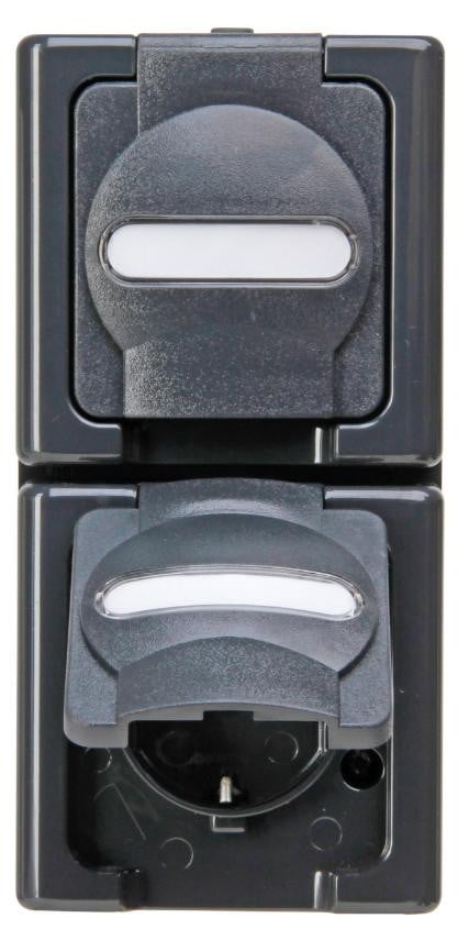 Heinrich Kopp APWG Blue Electric 1314.1500.9 Dubbel Schuko-stopcontact, verticaal, antraciet