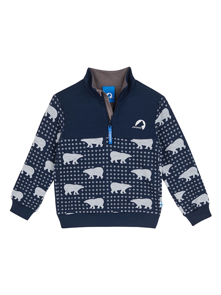 finkid Pullover "Masi Nordik" in Blau/ Weiß - 120/130