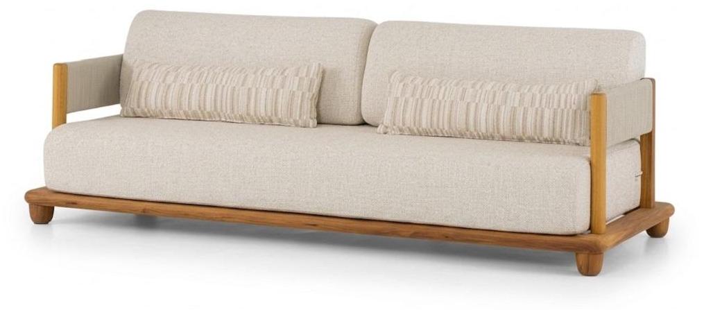 Gartensofa 3-Sitzer Modern Beige Kissen Elegant Stilvoll Komfort