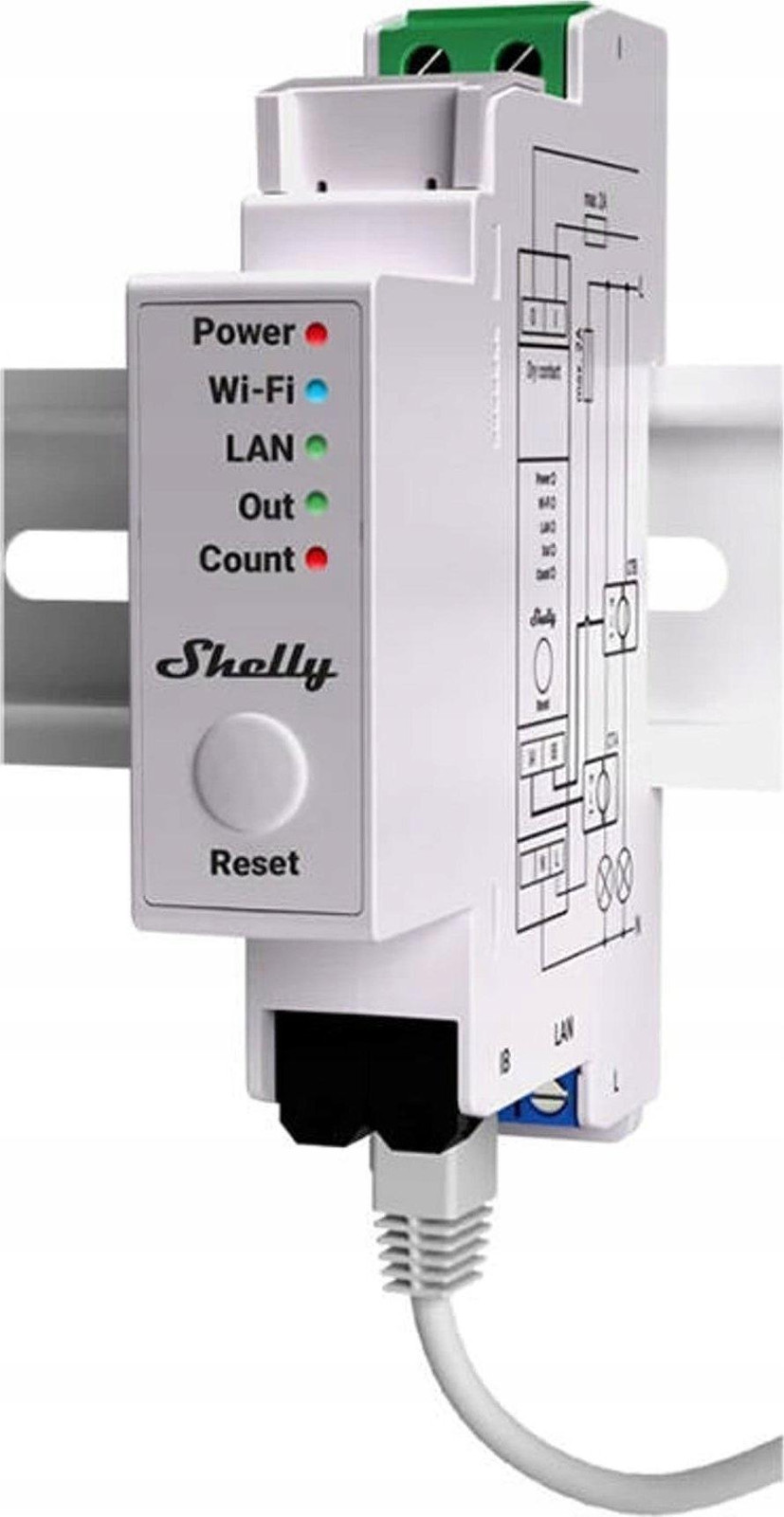Shelly Pro EM 50A Railmontage DIN-behuizing Elektrische meter met meetfunctie en 2x 50A aansluitingen