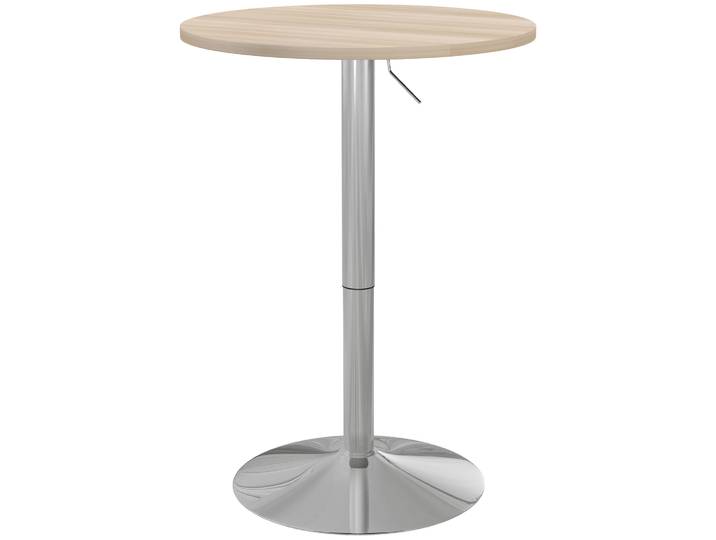 Table de cuisine haute Homcom, table de bar ronde pour 2 personnes, hauteur réglable, plateau rotatif à 360° ° 60X60X91 cm