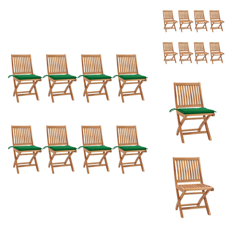 vidaXL Klappbare Gartenstühle mit Kissen 8 Stk. Massivholz Teak - Gartenstühle