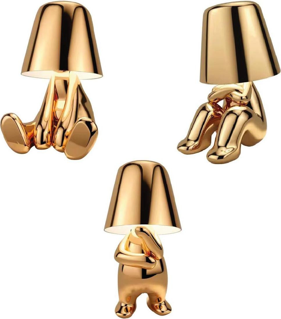 Luxus Europe Bins Brother Tafellamp Set van 3 - Goud - Decoratieve Oplaadbare LED Designlampen
