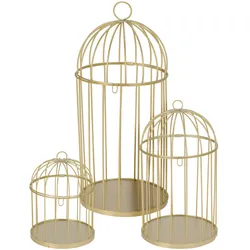 Metall Deko Vogelkäfige im 3er Set – Deko Käfig GOLD - Tischdeko saisonale Arrangements & Events