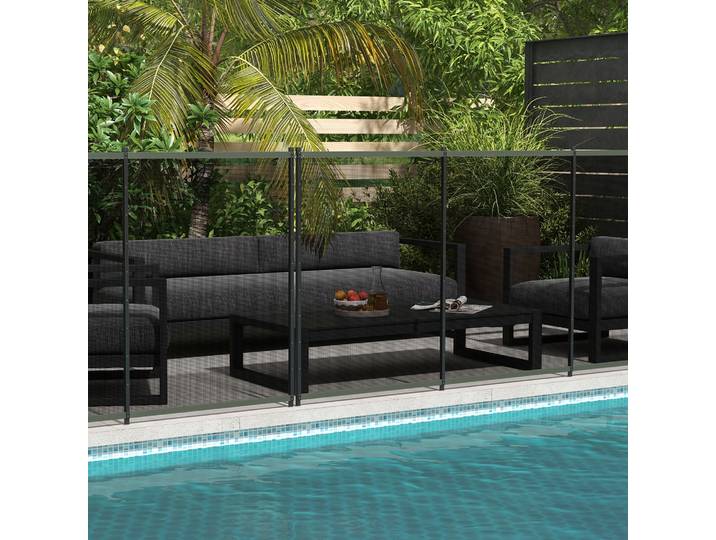 Outsunny Clôture Piscine Sécurité 4 Panneaux Noir 365x126cm