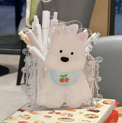 Inspire Picks Cartoon Acrylic Dog Pen Holder Cute Desktop Pencil Organizer Box dog