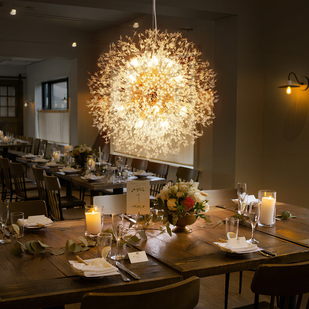Etta Avenue Dandelion 16-Light Sputnik Crystal Chandelier Starburst Sunburst Ceiling Lighting Gold 60cm H X 60cm W X 60cm D