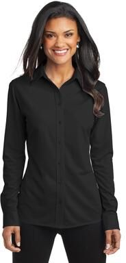 Port Authority L570 Women's Dimension Knit Dress Shirt in Black size 2XL   Polyester