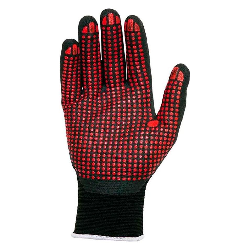 Juba Nylon/lycra glove with nitrile foam/dots palm, agility dots, black and red, s-10 xl (10, XL) (65345055)