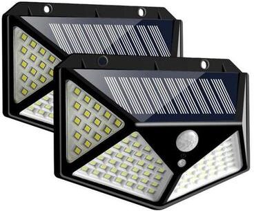 Everyday Crate 100 LED Solar Motion Sensor Light For Outdoor Wall Patio Garden And Balcony Security 2 PCS 100 LEDs