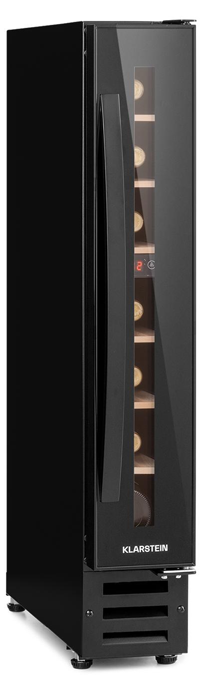 Klarstein Weinkühlschrank, 1 Zonen Getränkekühlschrank, Kleiner Einbau-Weinschrank Schmal, 20L Wein-Kühlschrank mit Glastür, Indoor/Outdoor Flaschenkühlschrank, Wine Fridge 5-22°C, 7 Flaschen