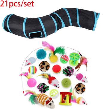 Inspire Picks Rainbow Hide Collapsible Cat Tunnel Toy For Indoor Cats t5