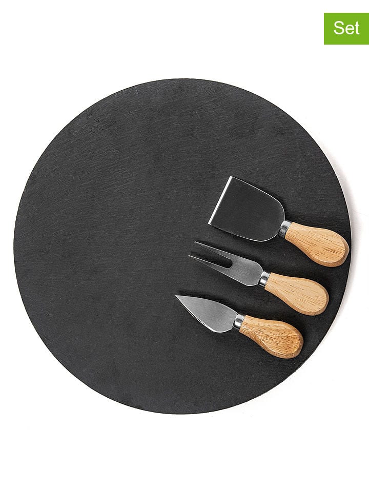 Homla 4tlg. Set: Servierbrett "B2stone" in Schwarz - onesize