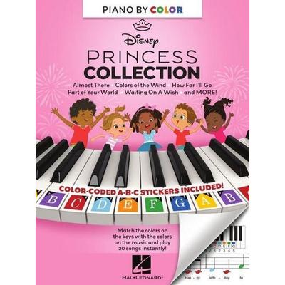 Piano-By-Color - Disney Princess Collection Piano Sheet Music Songbook by Various Color Coded Notation with Matching Stickers 20 Disney Princess Songs