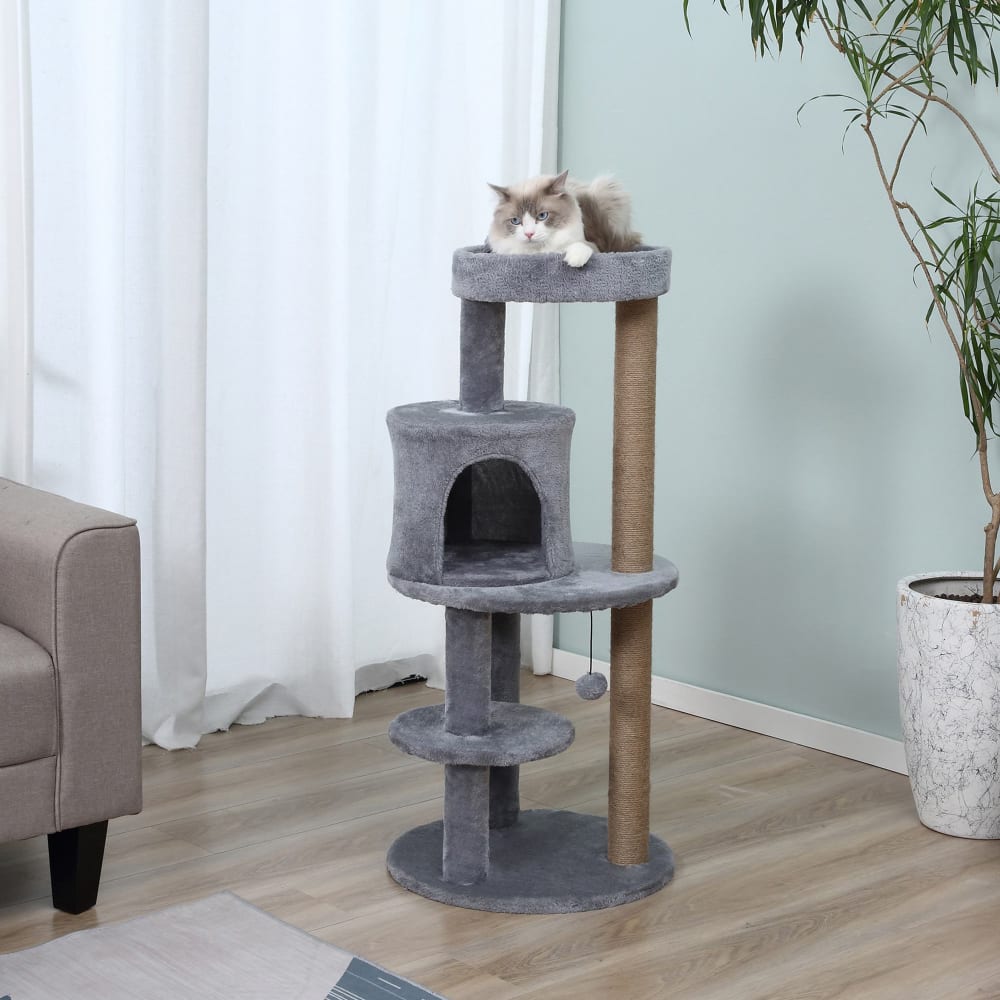 PAWHUT Arbre à chat bois gris Gris 48x104x48cm