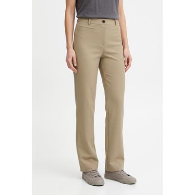 Webhose BOSS ORANGE "Tana Premium Damenmode", Damen, Gr. 40, N-Gr, beige (open grün 366), Web, Obermaterial: 87% Polyester, 13% Elasthan, unifarben, slim fit lang, Hosen, mit hoher Leibhöhe, Stretch-Qualität
