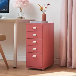Rollcontainer Kökar mit 5 Schubladen 69x28x41 cm Wassermelonenrot [en.casa]