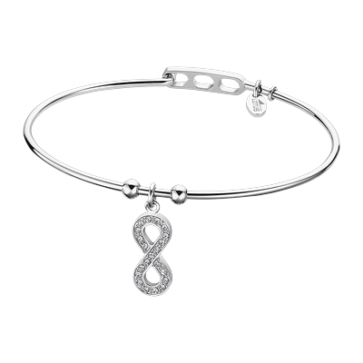 Armreif LOTUS "Urband Woman - Infinity Unendlichkeitsschleife", silber (edelstahlfarben, kristallweiß, kristallweiß), Armbänder, Damen, Edelstahl, Armreif, mit Glasstein