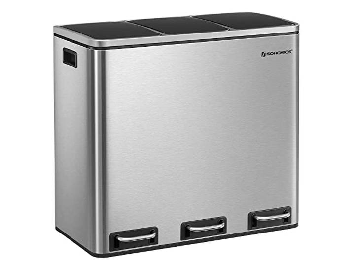 SONGMICS Mülleimer Küche, 3 x 18 L, Mülltrennsystem 3 Fächer, mit Deckel