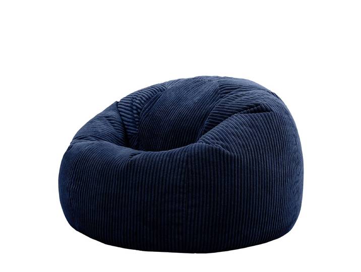 Icon Pouf fauteuil classique velours côtelé Oeko-Tex® - KINGSTON Bleu Marine
