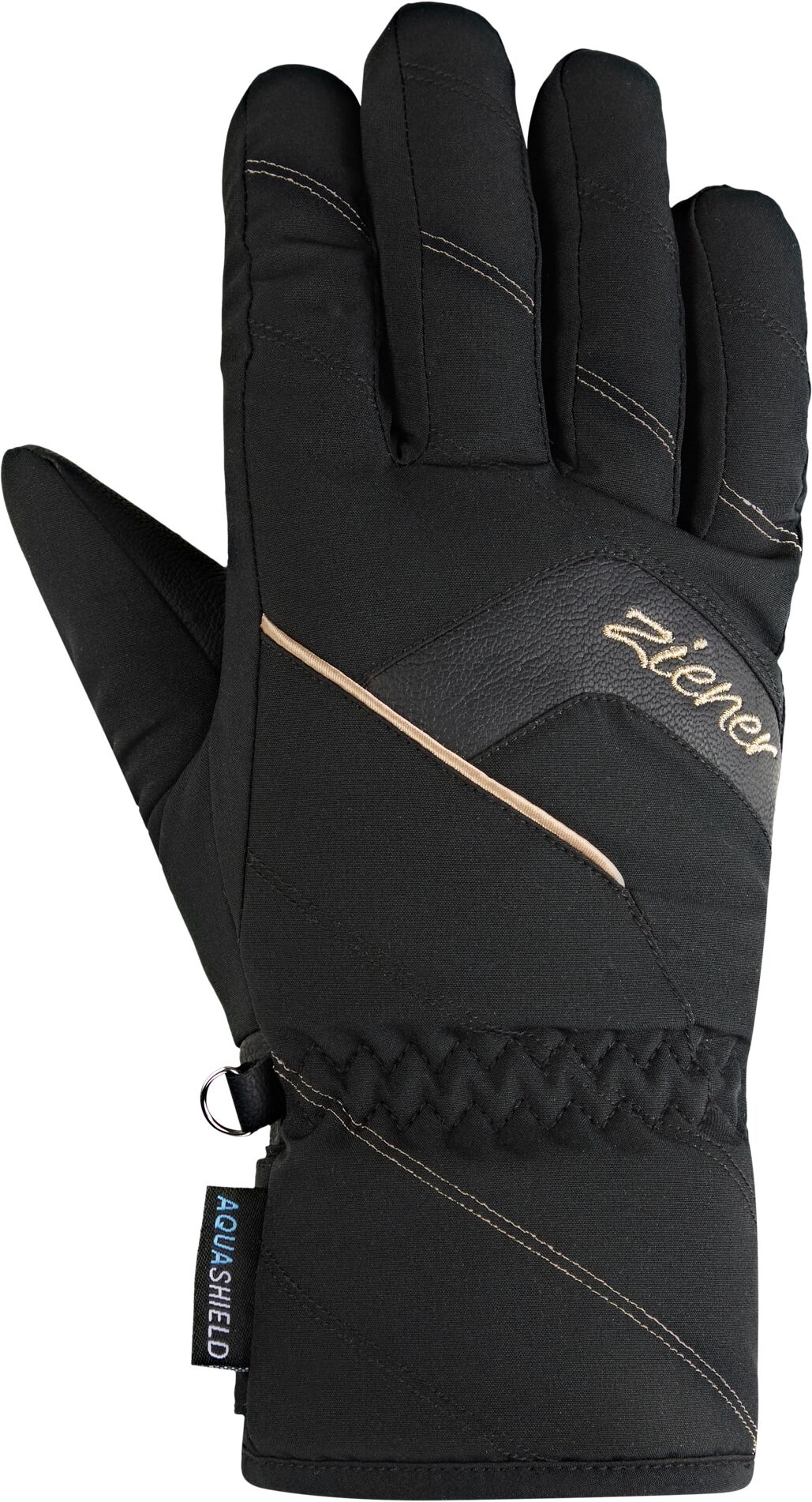 Multisporthandschuhe ZIENER "KARION-Z AS glove lady", Damen, Gr. 6, schwarz (schwarz.gold art), Materialmix, Handschuhe Multisporthandschuhe