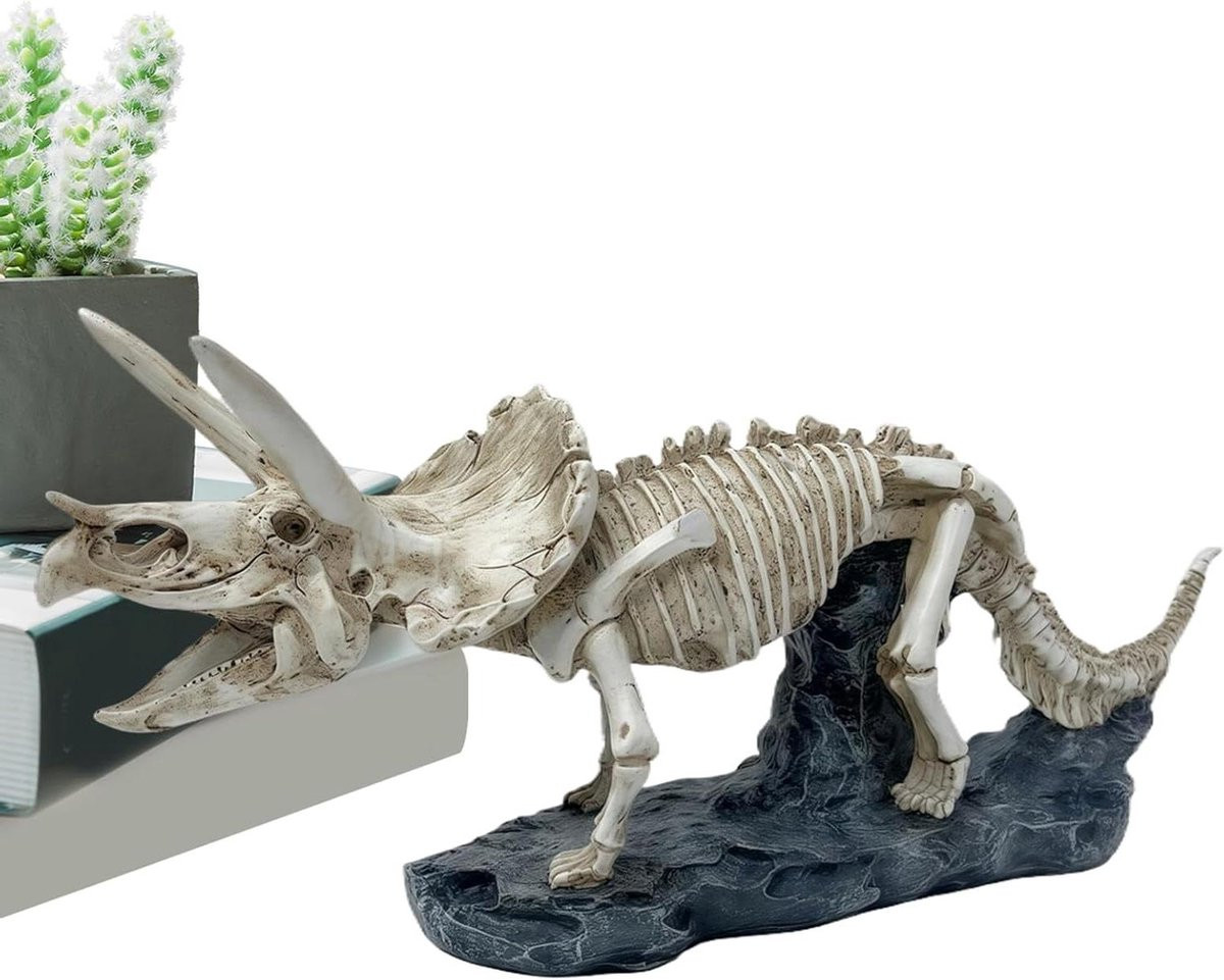 Antiek Dinosaurus Skelet Beeld - Gedetailleerde Bureau Decoratie - Breedte: 20 cm